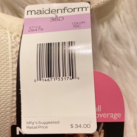 MaidenForm Women Bra brand new with tags size 38D full coverage - Picture 6 of 9